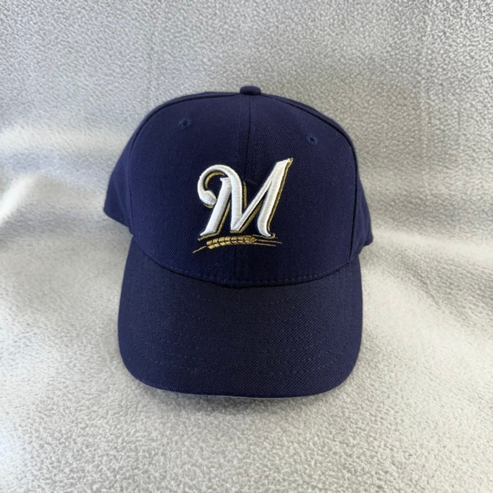 Vintage Milwaukee Brewers Hat Adult 7 1/8 Blue New Era 59/50 Wool USA Fitted 90s